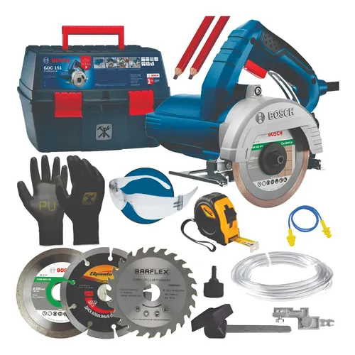 Serra Mármore Bosch 1500w Gdc151 Com Maleta E Discos + Kit