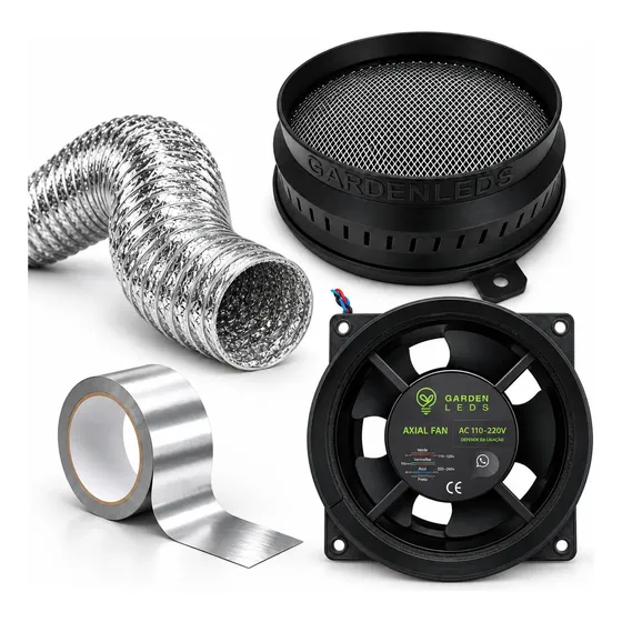 Kit Exaustor 125mm + Filtro Odor Carvão Ativado Grow Indoor