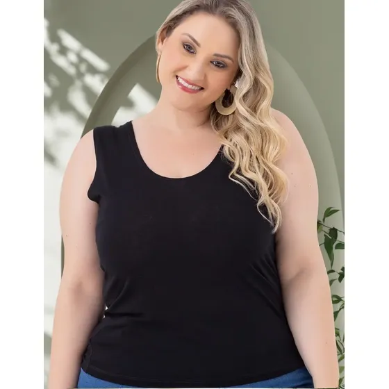 Regata Feminina Básica Lisa Plus Size P/ Gordinhas 2005.1a