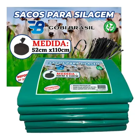 Saco Para Silagem Pacote Com 100 Unidades + 100 Abraçadeiras
