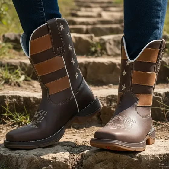 Bota Botina Texana Monster Bico Quadrado 100% Couro Legitimo