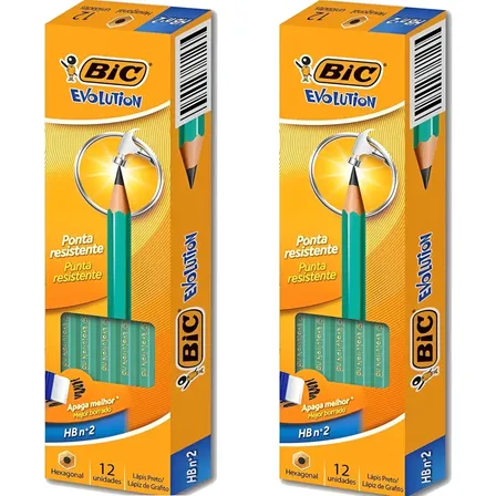 Lápis De Escrever Escolar Bic Evolution 2 Caixas 24 Unidades