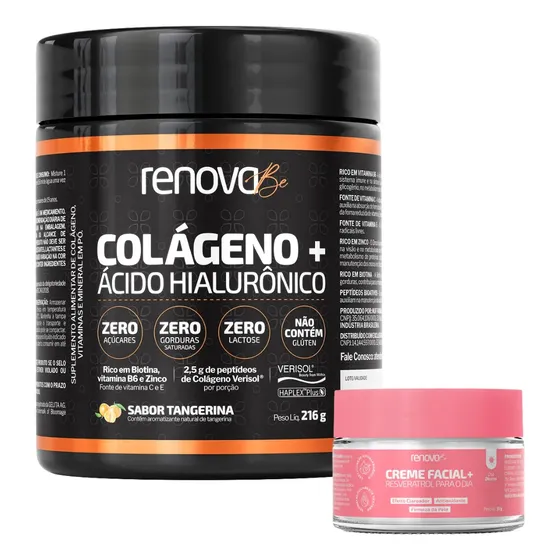 Kit Colágeno Hidrolisado Verisol Ácido Hialurônico Renova Be