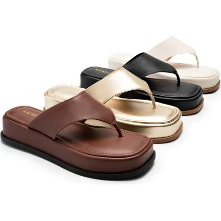 Tamanco Flatform Confortável Chinelo De Dedo Sandália Papete