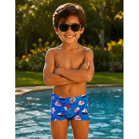 Short Box Infantil Juvenil Natação Piscina Sunga 2 A 16 Anos