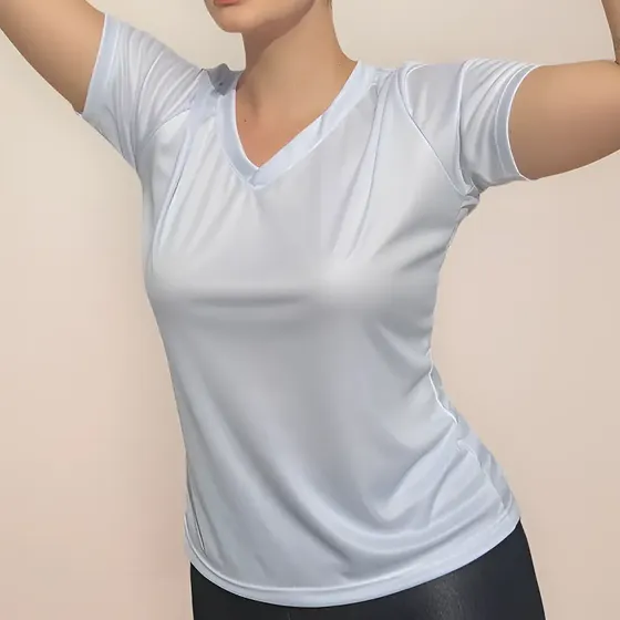 4 Baby Look Basic Branca Dry Poliester Sublimação Feminina