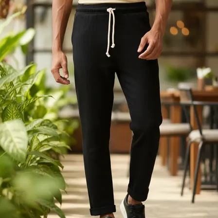 Calça Masculina Slim Em Linho Despojada