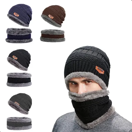 Touca De Inverno Gorro De Frio De Lã Toca + Gola Cachecol