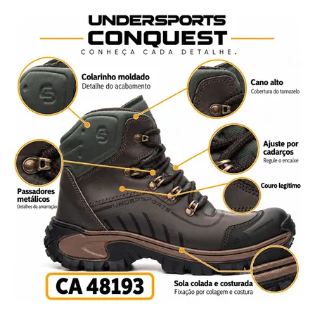 Bota Coturno Cano Alto Adventure Biqueira Pvc C.a Unissex