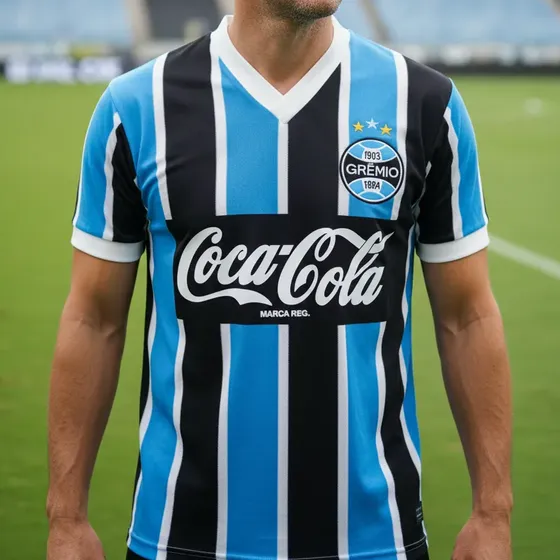 Camisa Grêmio Retrô 1989 Coca Cola Tricolor Oficial