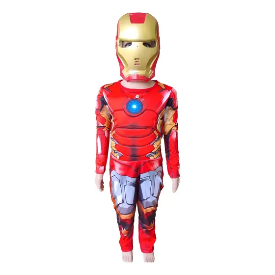 Fantasia Infantil Roupa Do Homem De Ferro Longa C/máscara