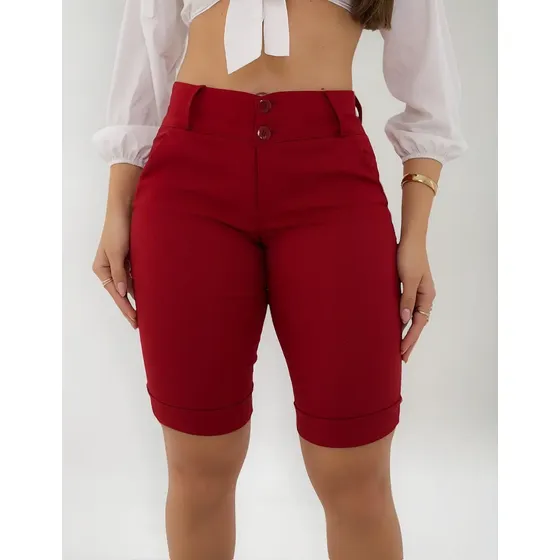 Bermuda Feminina Social - Ate O Joelho - Bengaline Lycra