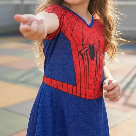 Fantasia Infantil Roupa Vestido Mulher Aranha Com Máscara