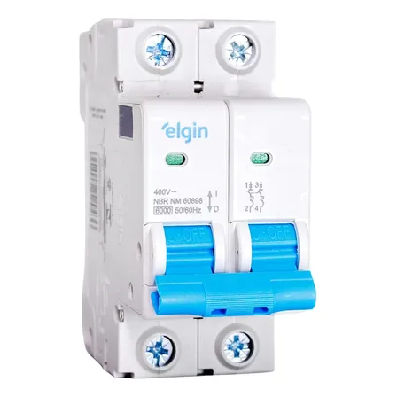 Disjuntor Bipolar Elgin 6a 10a 16a 20a 25a 32a 40a 50a 63a C