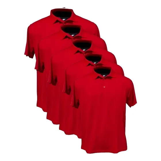 Kit5 Camisa Polo Lisa Masculino Malha Piquet