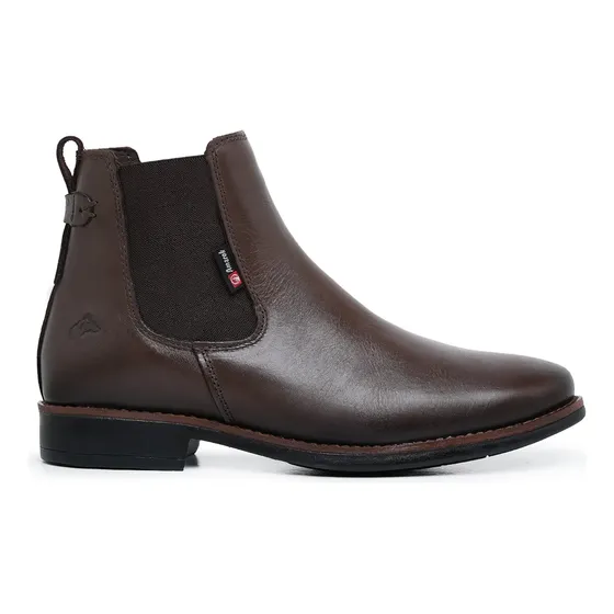 Bota Botina Chelsea Masculina Em Couro Vegetal Café Amarok