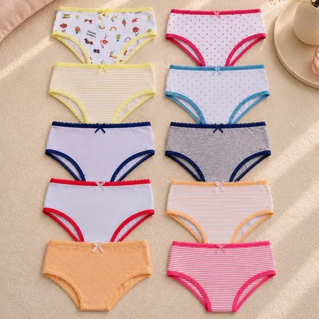 Kit Com 10 Calcinha Infantil Menina Sortida Em Algodão Lupo