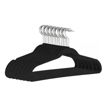 Kit 30 Cabides Veludo Antideslizante Adulto Preto E Bege