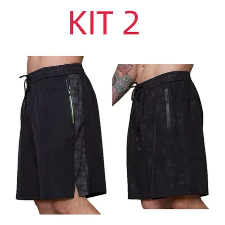 Kit 2 Bermuda Tactel Com Costuras Reforçadas 2 Bolsos Zíper
