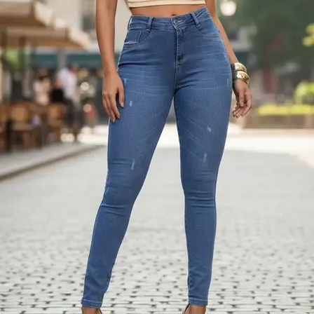Calça Jeans Feminina Skinny Com Elastano Empina Bumbum