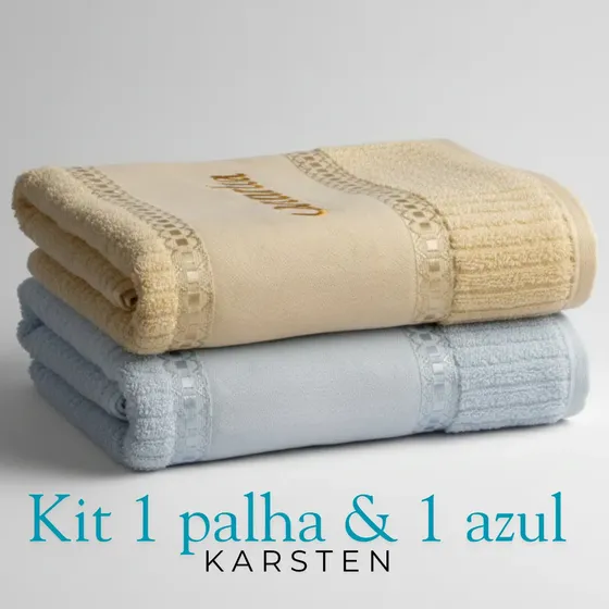 2 Toalha De Banho Karsten Stella +nome Bordado - Kit 2 Peças