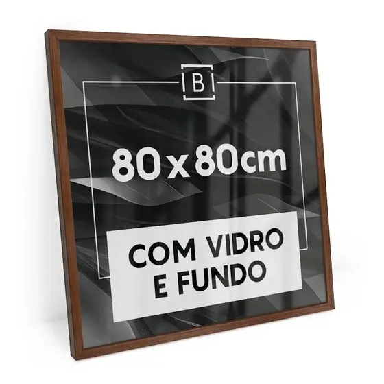 Moldura 80x80 Cm C/ Vidro Quadro Foto Impressão Retrato Mdf