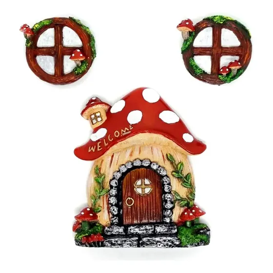 Decoração Árvore Casa Gnomo Duende Fada Porta Mágica Jardim