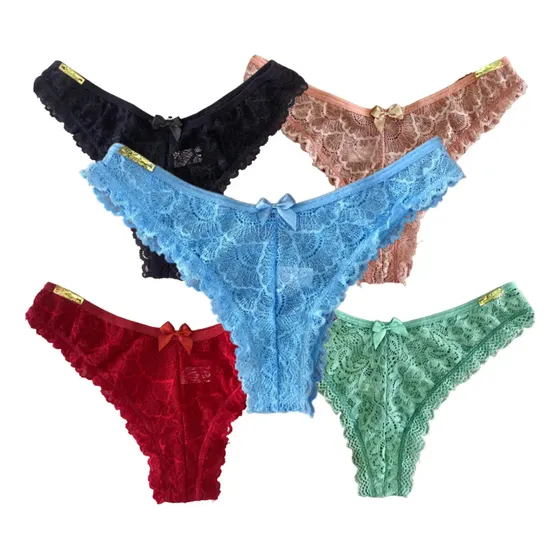Kit 5 Calcinhas Melissa Renda Fio Rendada Babadinho