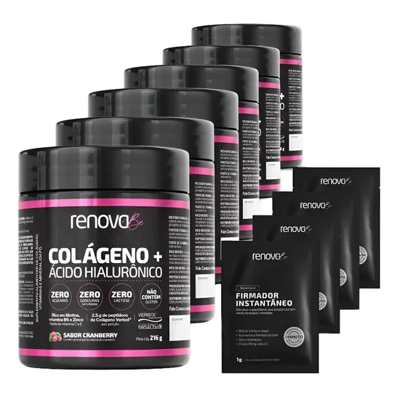 Kit 6x Colágeno Verisol Ácido Hialurônico Renova Be Biotina