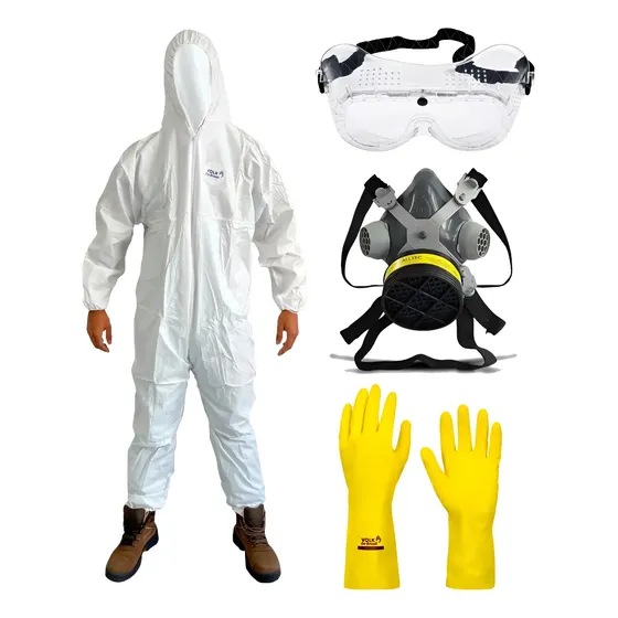 Kit Pintor Epi Macacão + Mascara + Oculos + Luva De Proteção
