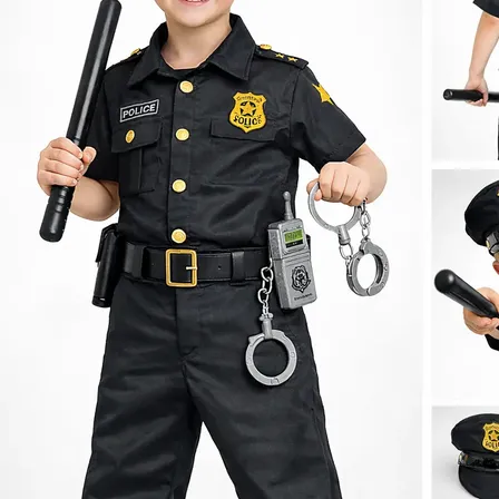 Fantasia Infantil Completa Menino Policial Luxo Cosplay