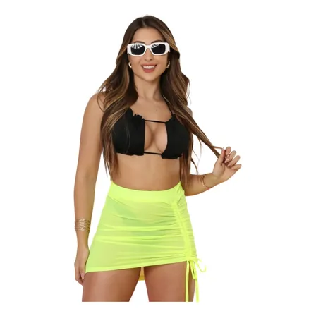 Saída Saia De Praia Curta Ajustável Ao Corpo Com Regulagem