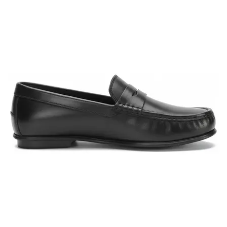 Loafer Penny Masculino Couro Preto Couro Liso Traje Formal