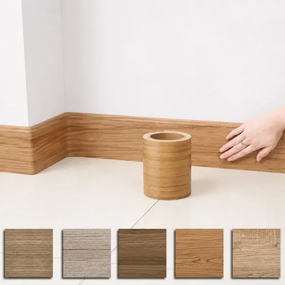 Rodapé Adesivo Flexível Autocolante Madeira Decorativa 5m