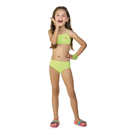 Conjunto Biquini Menina Liso Neon - Tchibum