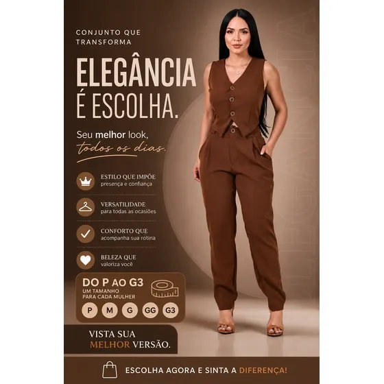 Conjunto Skinny Alfaiataria Calça Colete Social P A Pluzsize