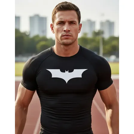 Camisa Compressão Batman Manga Curta Treino Academia