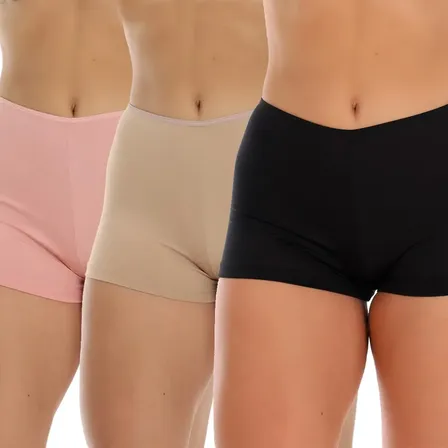 Kit 3 Short Segunda Pele Anagua Short Íntimo Curto Feminino