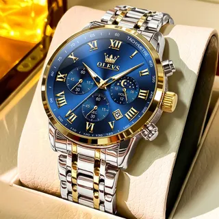 Relógio Masculino Original Olevs 2859 Quartzo Aço De Luxo
