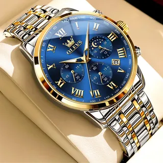 Relógio Masculino Original Olevs 5529 Luminoso Vintage