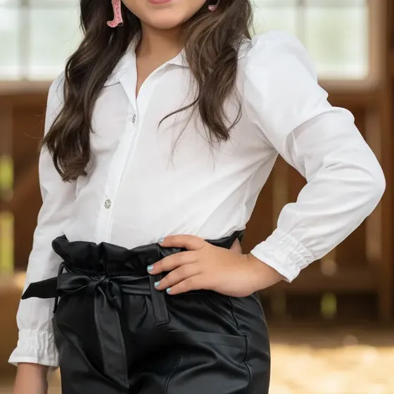 Camisa Feminina Infantil Mini Diva Moda Inverno Country Kids