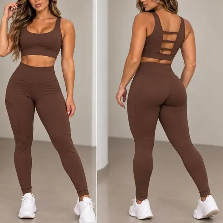 Conjunto Calça Legging E Top Fitness Sem Transparência
