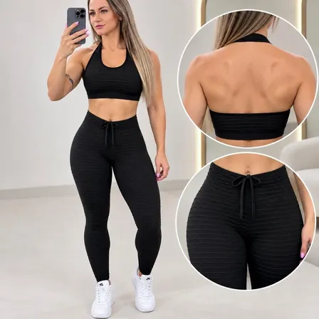 Conjunto Legging Top Fitness Feminino Zero Transparência