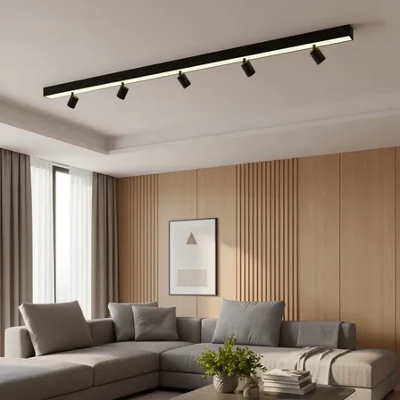 Perfil Led Sobrepor Pontual 2m 6 Spots Linear Luminária 360°