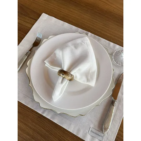 Kit 12 Guardanapos De Tecido Linho Misto Para Mesa Posta