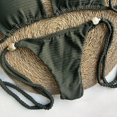 Biquíni Cortininha Fio Dental Feminino Bojo Removível