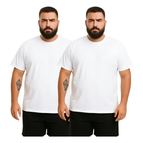 Kit 2 Camisetas Plus Size Extra Grande Lisa Algodão Premium