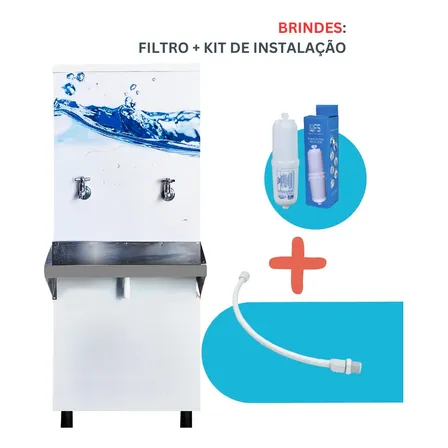 Bebedouro 50 Litros Adesivado Com Filtro + Kit Instalação