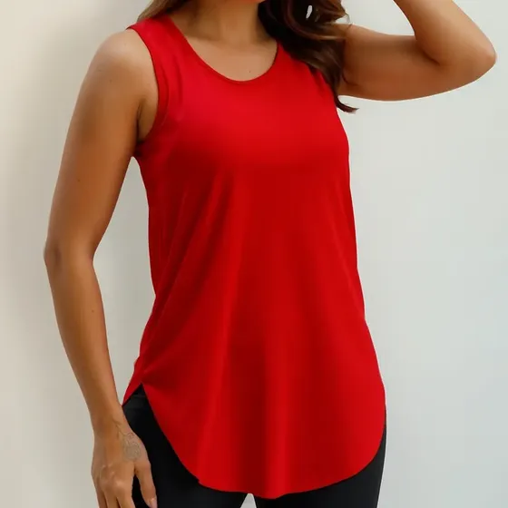 Regata Tampa Bumbum Alça Larga Cores Lisa Básica Slim Fit