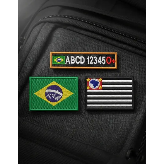Kit 3 Pçs Patch Bordado Identificação C/ Bandeira Brasil Tdb